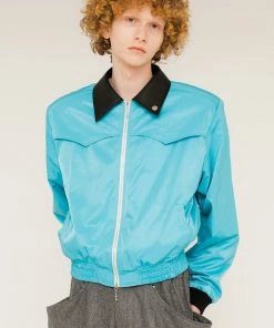 [ANOTHER YOUTH] SS 22 Logo Satin Jacket - Skyblue Best Sellers
