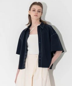 UNORMAL [UNUSUALNORMAL] SS 22 APTER TWO-WAY SHIRT _ NAVY