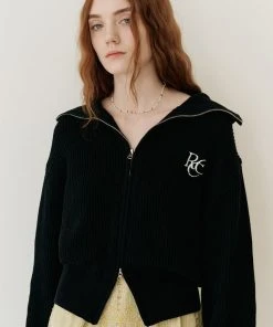 Best Sellers [ROCCI ROCCI] SS 22 RCC Knit Zipup Cardigan [BLACK]