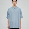 [FLAREUP] SS 22 E21 Western Short-sleeved Linen Shirt - Sky Blue (FU-195)