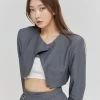 [KAGAMIL] Seasonless CUTTING CROSS CROP JACKET GRAY