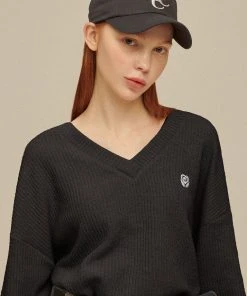 Best Sellers [ROCCI ROCCI] SS 22 Rose V Neck Knit [BLACK]
