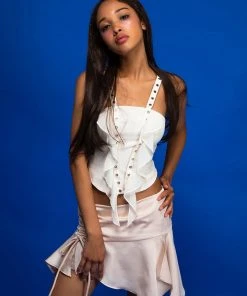 [CAPRICIEUX] Summer 22 Eyelet Backless Bustier Top (IVORY)