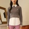 [NANA CREW] SS 22 BACK RIBBON KNIT SWEATER - GREY MELANGE Best Sellers