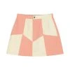 [HIGH SCHOOL DISCO] SS 22 Coated Color Block Skirt_Coral