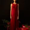 Best Sellers [NACHE] Summer 22 SOLID MAXI DRESS-CRISON RED