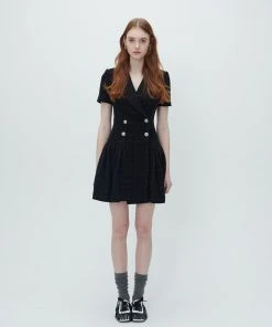 Best Sellers [MAUSOLEUM] SS 22 Drop Waist Pleated Jacket Dress - Black