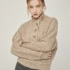 Best Sellers [LARTIGENT] Winter 21 BUTTON HALF OPEN TOP(BEIGE)