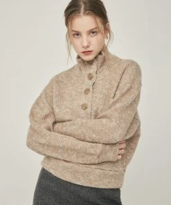 Best Sellers [LARTIGENT] Winter 21 BUTTON HALF OPEN TOP(BEIGE)