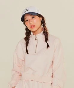 [AQOSTUDIOSPACE] SS 22 AQO BEAR CROP HALF ZIP-UP PINK Best Sellers