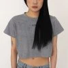 [ACHO] Summer 22 Logo Vintage Crop T-shirt_Deep Gray