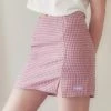 [MOONFAIRY] SS 22 DORA CHECK SLIT SKIRT-PINK Best Sellers