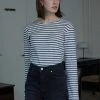 [STEP AROUND] SS 22 Rough Stripe T-shirt_DARK BLUE