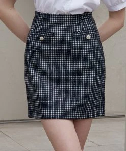 [JOORTI] SS 22 J975 Tweed Button Skirt (navy) Best Sellers