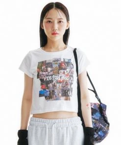 Best Sellers [FEVERTIME] Summer 22 The Moment Graphic Crop Short-Sleeved T-Shirt White
