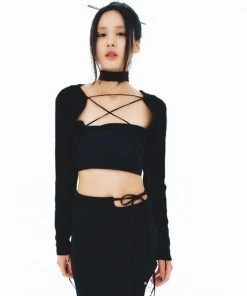 [ROSEAPPLE] FW 21 213-WAVE RIBBON BOLERO CARDIGAN Best Sellers