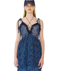 [LECYTO] Summer 22 FLOWER LACE ONE-PIECE_(NAVY) Best Sellers