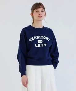 [ANEDIT] Summer 22 Semi Crop Raglan Sweatshirt_NV Best Sellers