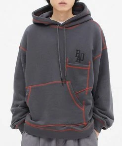 [BAD IN BAD] SS 22 DIAGONAL BIB LOGO HOOD_CHARCOAL