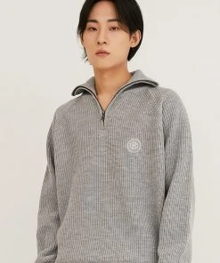 [CRUMP] SS 22 Logo Embroiderie Zip-Up Collar Knitwear (CT0345-2) Best Sellers