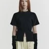 Best Sellers [MEENDERI] SS 22 SLIT STITCH TOP - BLACK