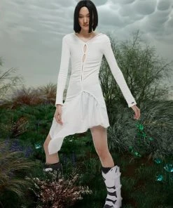 [NACHE] Seasonless SLIT LAYERED DRESS - WHITE