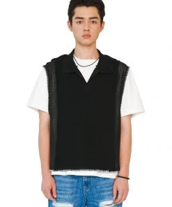 [LECYTO] Summer 22 SMOCK PK KNIT VEST_(BLACK)
