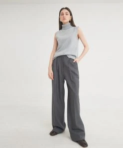 [FREIHEIT] SS 22 Two-Tuck Button Wide Wool Pants (Charcoal)