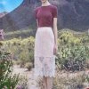 Best Sellers [WOVEMENT] SS 22 Pencil Line Lace Skirt - Light Pink