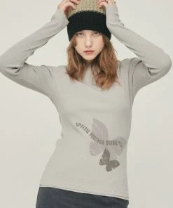 Best Sellers [LARTIGENT] Winter 21 BUTTERFLY T-SHIRT(GRAY)