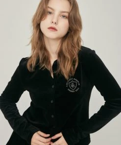Best Sellers [LARTIGENT] Winter 21 VELOUR SHIRT(BLACK)