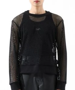 Best Sellers [BASICCOTTON] SS 22 UNISEX Mesh Sweatshirt - BLACK