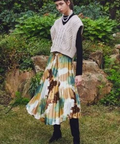 Best Sellers [SORRY TOO MUCH LOVE] FW 21 Flared Pleated Skirt_Green