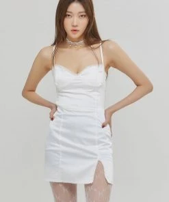 Best Sellers [KAGAMIL] Seasonless BOLD SLIP BACKLESS MINI ONEPIECE WHITE