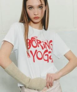 Best Sellers [ROCCI ROCCI] Summer 22 BORiNG YOGa Crop T-shirt (WHITE)
