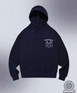 Best Sellers [CONECTX] SS 22 Velvet Flocking Oversized Hoodie (navy Ver.)