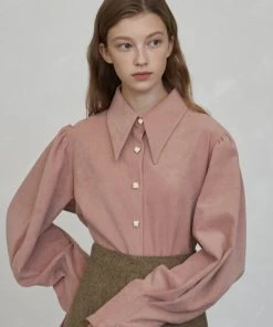 [JOORTI] SS 22 J877 Collar Square Button Blouse (pink) Best Sellers
