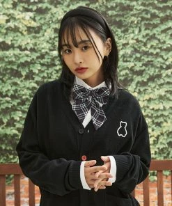 [AQOSTUDIOSPACE] FW 21 AQO BEAR CARDIGAN BLACK