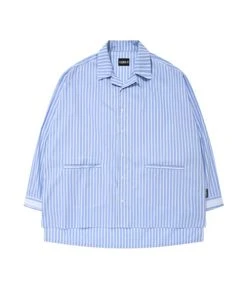 Best Sellers [AJO BY AJO] SS 22 Batwing Oversized Stripe Shirt [Sky Blue]