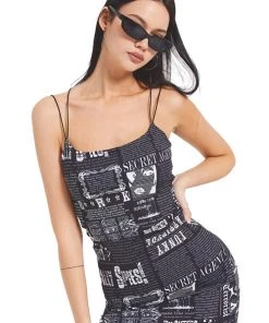 Best Sellers [CRANK] SS 22 NEWSPAPER SLIM DRESS_BK