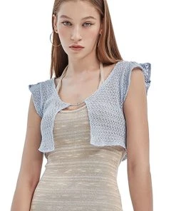 [CRANK] Summer 22 FRILL KNIT CARDIGAN_SKY Best Sellers