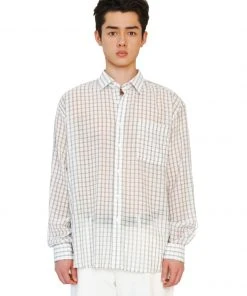 Best Sellers [LECYTO] Summer 22 OVERFIT ESSENTIAL CHECK SHIRTS_(WHITE)
