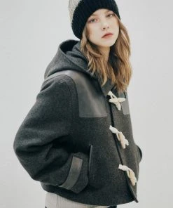 [LARTIGENT] Winter 21 CROP DUFFLE COAT(DARK BROWN)