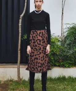 [SORRY TOO MUCH LOVE] FW 21 Leopard Midi Skirts_Brown