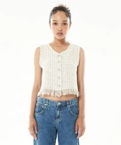 Best Sellers [LARTIGENT] Summer 22 TWEED VEST(BEIGE)