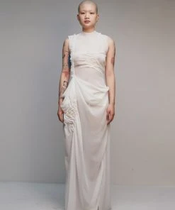 [NACHE] Summer 22 WAVY HAND STITCH CHIFFON DRESS