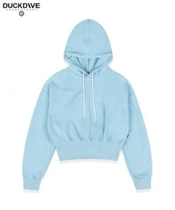 [DUCKDIVE] Summer 22 Inside Out Wave Crop Hooded Pastel Blue