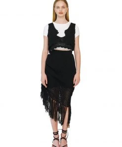 [LECYTO] Summer 22 TASSEL KNIT LONG SKIRT_(BLACK)