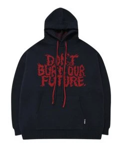 [AJO BY AJO] SS 22 Oversized (19) Slogan Wool Knit Hoodie [Navy] Best Sellers