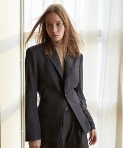 Best Sellers [LO AXUAL] SS 22 GREY HOURGLASS STRIPE BLAZER